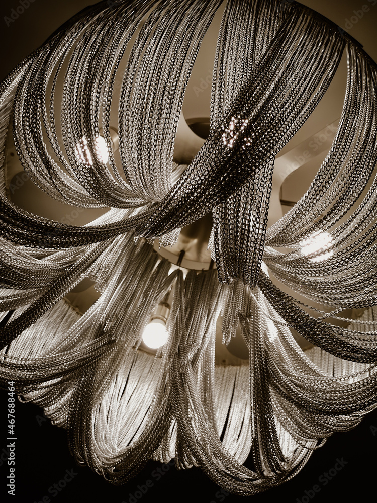 Chandelier made of many silver chains