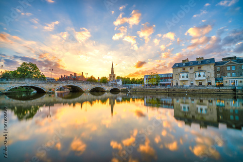 Bedford bridge at sunset  on the Great Ouse River. United Kingdom