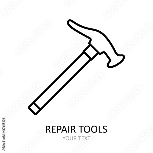 Vector icon with repair tool - hummer. Outline black graphic.