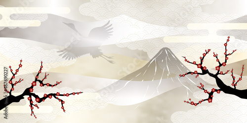 正月素材　富士山　ベクター素材