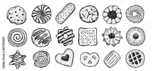 Cookie set hand drawn illustration. Vector.