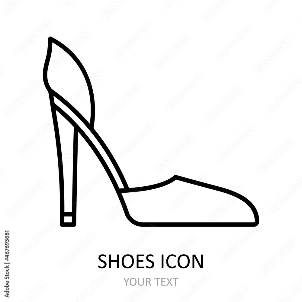 Fototapeta premium Vector illustration with shoes icon. Outline drawing.