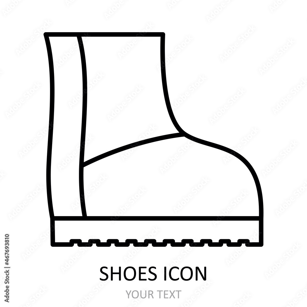 Vector illustration with shoes icon - ugg boots. . Outline drawing. Vector illustration with shoes icon - ugg boots. . Outline drawing.