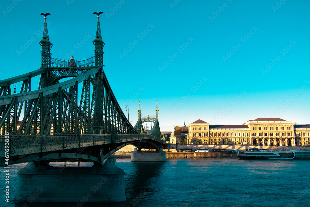 Obraz premium Bridge over the Danube. Liberty Bridge, Budapest. Hungary