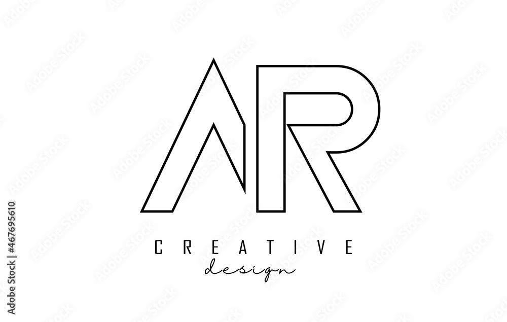 Outline AR letters logo with a minimalist design. Geometric letter logo. Outline AR letters logo with a minimalist design. Geometric letter logo.