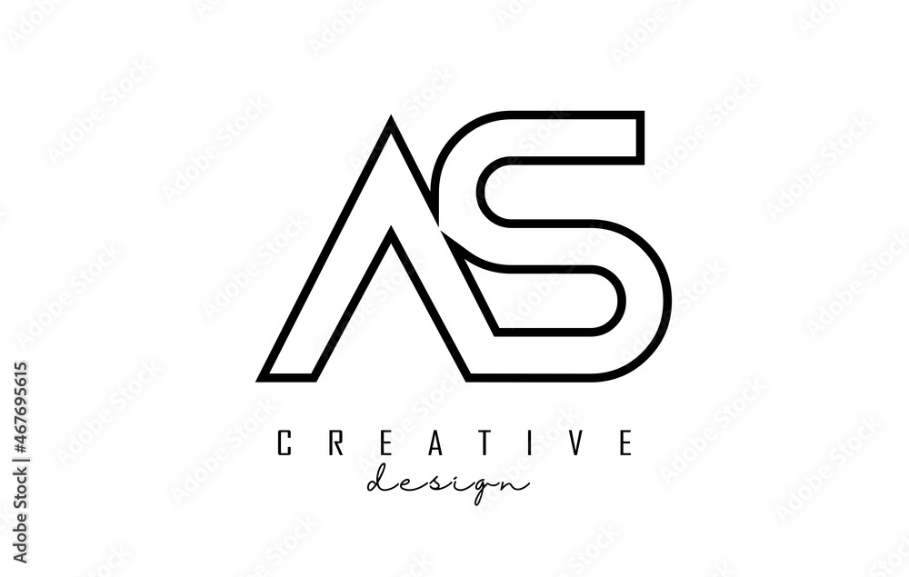 Outline AS letters logo with a minimalist design. Geometric letter logo. Outline AS letters logo with a minimalist design. Geometric letter logo.