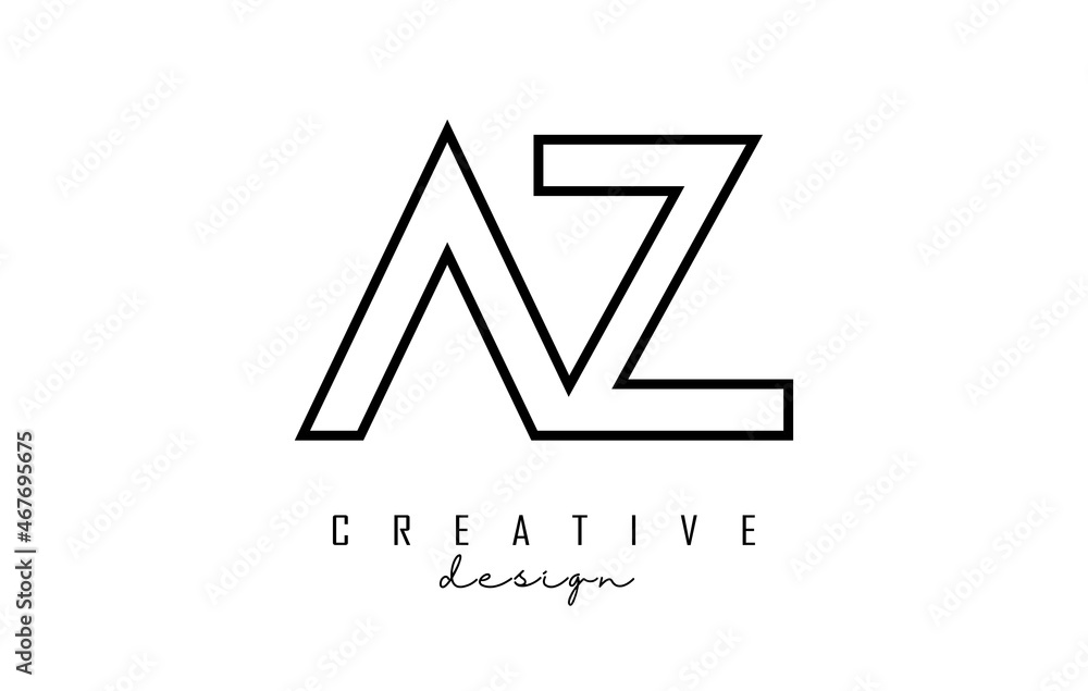 Outline AZ letters logo with a minimalist design. Geometric letter logo. Outline AZ letters logo with a minimalist design. Geometric letter logo.