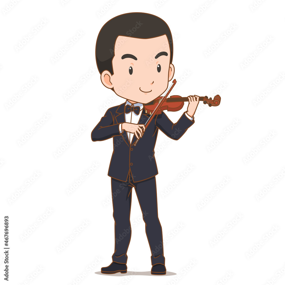 Cartoon character of musician playing violin. Cartoon character of musician playing violin.