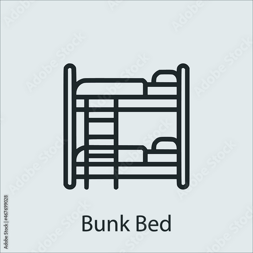 bunk bed icon vector icon.Editable stroke.linear style sign for use web design and mobile apps,logo.Symbol illustration.Pixel vector graphics - Vector