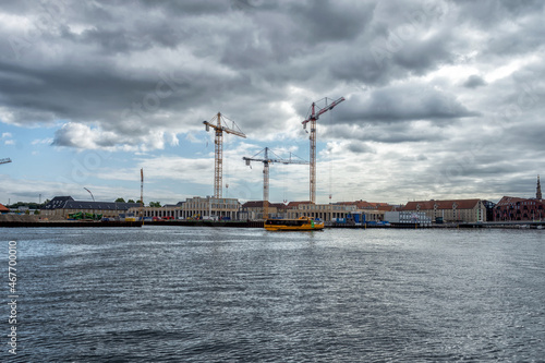 Copenhagen. Denmark. 14. September. 2021. Construction of a new residential complex in the central part of the city. Close to Copenhagen Opera House. © vallerato