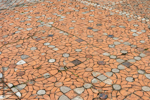 Flooring tiles of Fountains Abbey in North Yorkshire, England photo