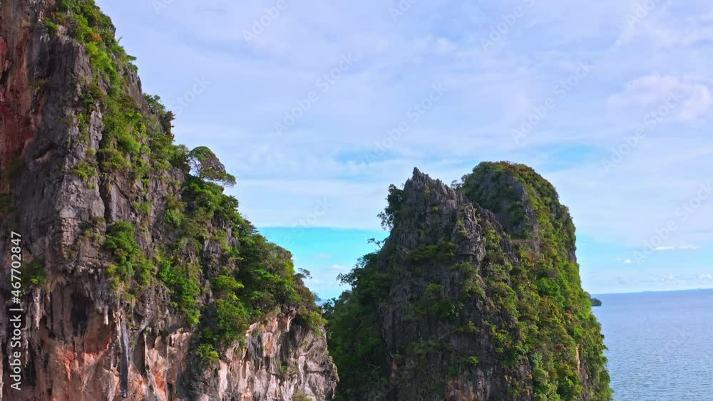 Scenic mountain islands overgrown with jungle forest in Krabi Thailand Scenic mountain islands overgrown with jungle forest in Krabi Thailand