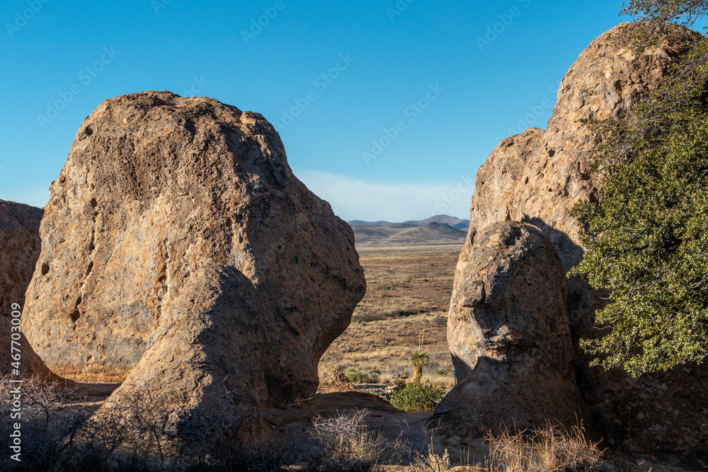 scenic lanscape at  the city of Rocks state park in New Mexico, USA