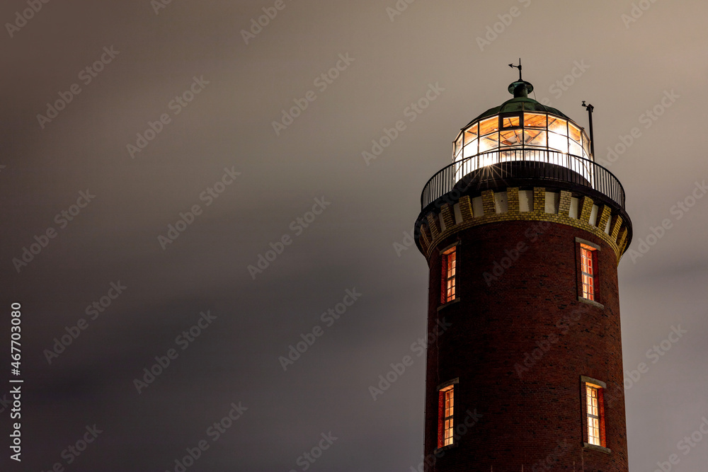 Hamburg lighthouse in Cuxhaven, Germany at night