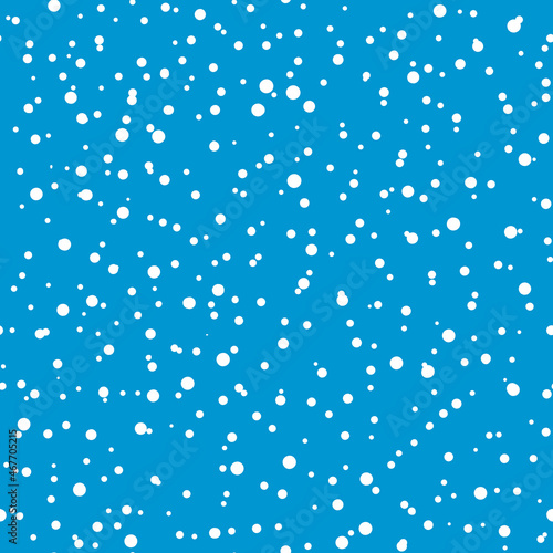 Abstract hand drown polka dots background. Blue dotted seamless pattern with white circles. Template design for invitation, poster, card, flyer, textile, fabric