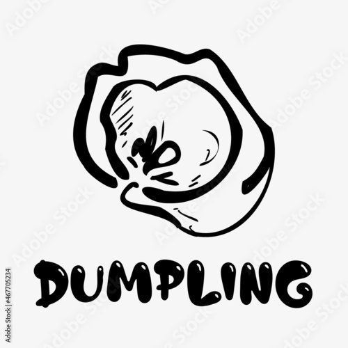 Dumplings. Hand drawing. Isolated on white background.
Logo. Icon. Set. 
