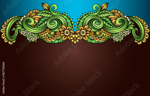 Vector abstract ethnic nature hand drawn ornamental colorful border