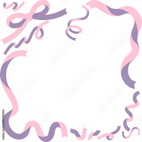 ピンクと紫のリボンのフレーム
