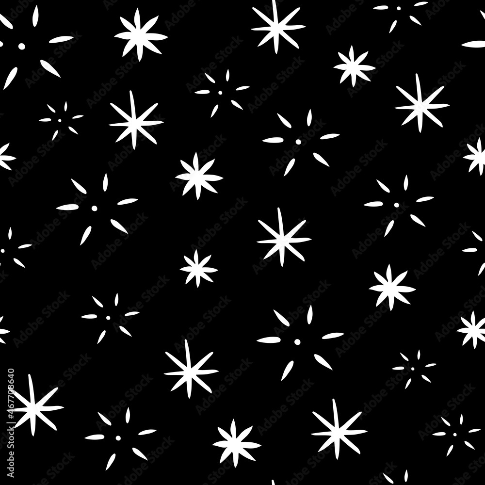 Seamless pattern with hand drawn snowflakes. Vector illustration. Seamless pattern with hand drawn snowflakes. Vector illustration.