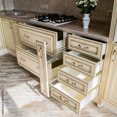 interior of kitchen with furniture