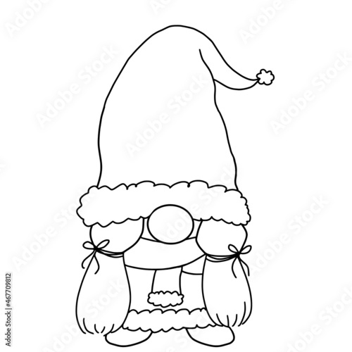 Lady Christmas Gnome Outline, Lady Santa Gnome