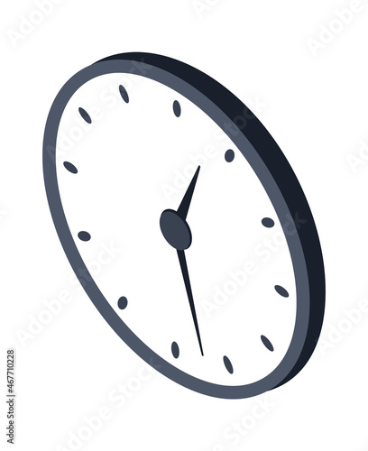 Isometric clock wall icon for game design isolated. Design clock sign for business interior illustration, time of office vector