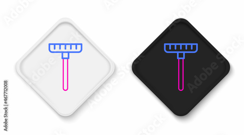 Line Garden rake icon isolated on white background. Tool for horticulture, agriculture, farming. Ground cultivator. Housekeeping equipment. Colorful outline concept. Vector