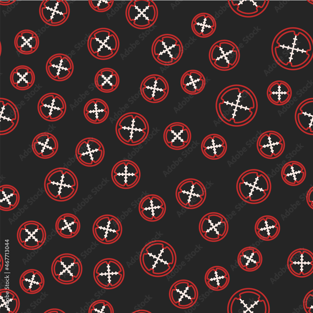 Line Sniper optical sight icon isolated seamless pattern on black background. Sniper scope crosshairs. Vector Line Sniper optical sight icon isolated seamless pattern on black background. Sniper scope crosshairs. Vector