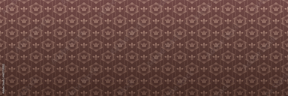 Background pattern in royal style with decorative elements on brown background for your design. Background for wallpaper, textures. Vector illustration. Background pattern in royal style with decorative elements on brown background for your design. Background for wallpaper, textures. Vector illustration.