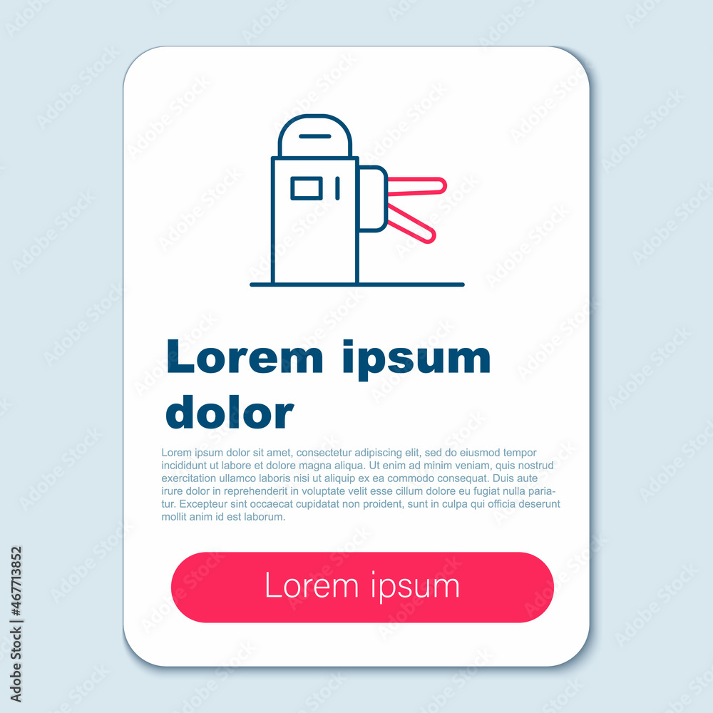 Line Turnstile icon isolated on grey background. Colorful outline concept. Vector Line Turnstile icon isolated on grey background. Colorful outline concept. Vector