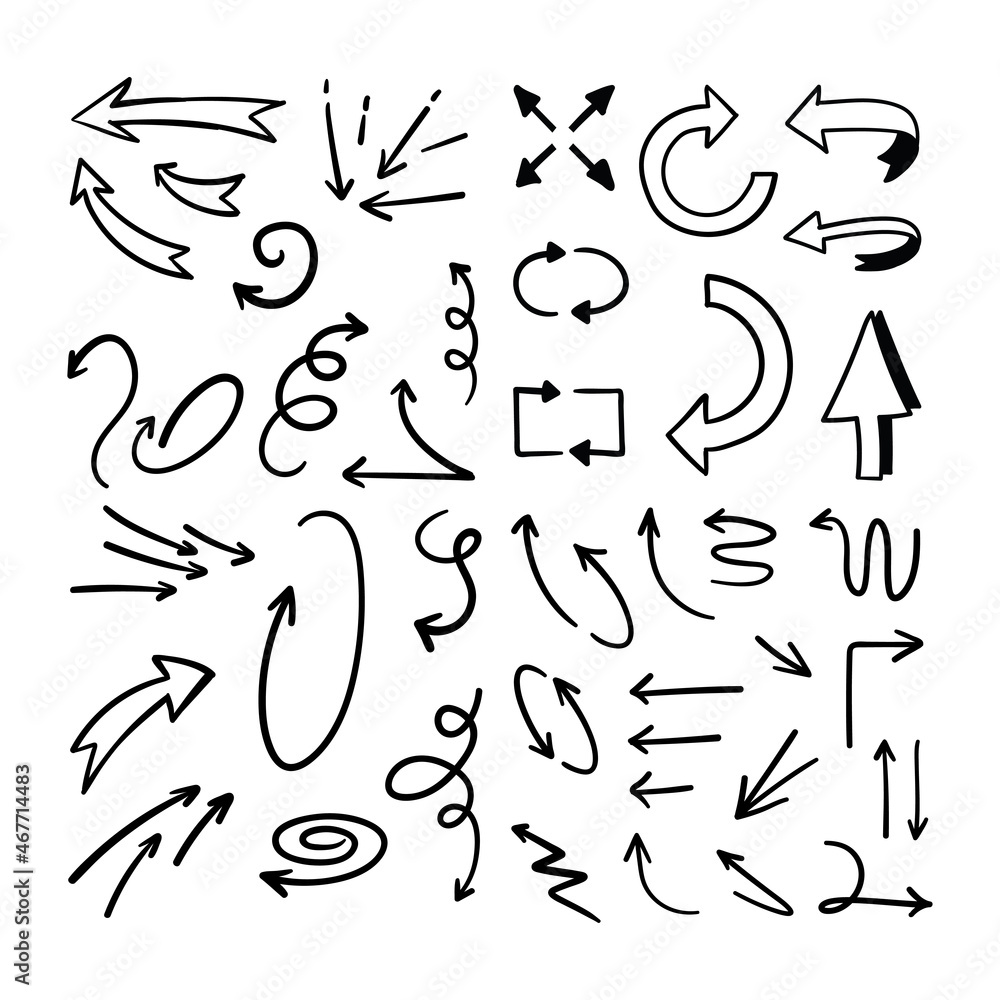 Arrow doodle collection. Hand drawn set of arrows. Arrow doodle collection. Hand drawn set of arrows.