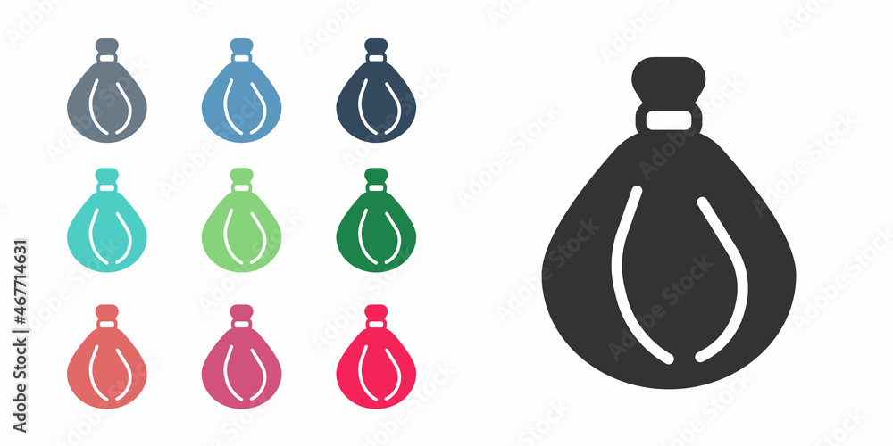 Black Garbage bag icon isolated on white background. Set icons colorful. Vector Black Garbage bag icon isolated on white background. Set icons colorful. Vector