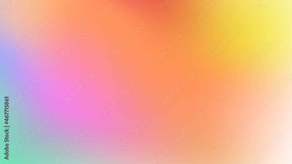 Beautiful juicy gradient background. Color transition from turquoise to yellow. Horizontal background. Cute desktop background. Place for your text. Vector stock illustration