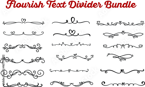 Flourish dividers. Filigree, Hand drawn vector illustration. Borders and laurels, border for text vector abstract hand drawn design calligraphic separated set