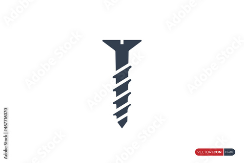 Simple Screw Icon isolated on White Background. Flat Vector Icon Design Template Element for Industrial and Construction Needs.