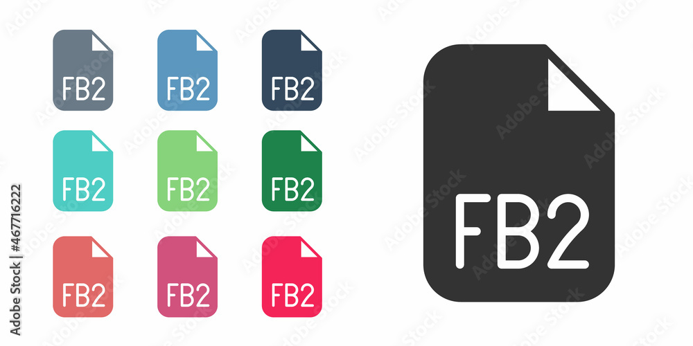 Black FB2 File icon isolated on white background. Set icons colorful. Vector Black FB2 File icon isolated on white background. Set icons colorful. Vector