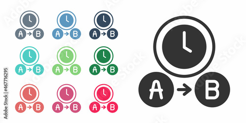 Black Taxi waiting time icon isolated on white background. Car deadline, schedule ride. Set icons colorful. Vector