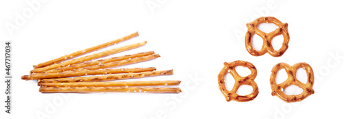 Salty cracker pretzel isolated on white background