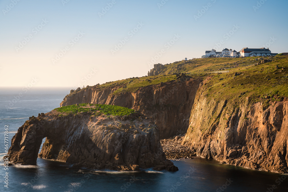 Land's End with Enys Dodman arch, Cornwall. United Kingdom