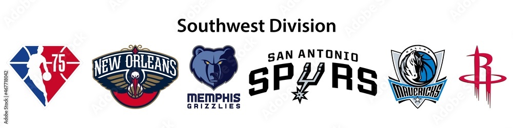 Basketball teams. Western Conference. Southwest Division. NBA logo. Dallas  Mavericks, Memphis Grizzlies, Houston Rockets, San Antonio Spurs, New  Orleans Pelicans. Kyiv, Ukraine - November 7, 2021 Stock Vector | Adobe  Stock