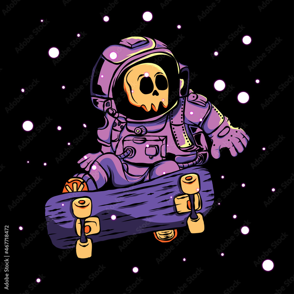 SKULL ASTRONAUT SKATER ILLUSTRATION SKULL ASTRONAUT SKATER ILLUSTRATION