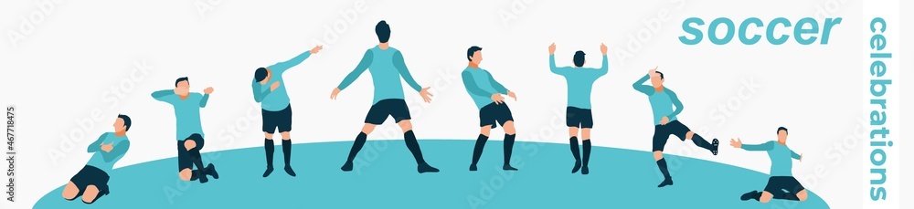 soccer, football celebration. set of soccer celebration soccer, football celebration. set of soccer celebration