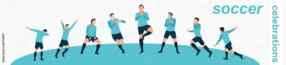 soccer, football celebration. set of soccer celebration isolated on white soccer, football celebration. set of soccer celebration isolated on white