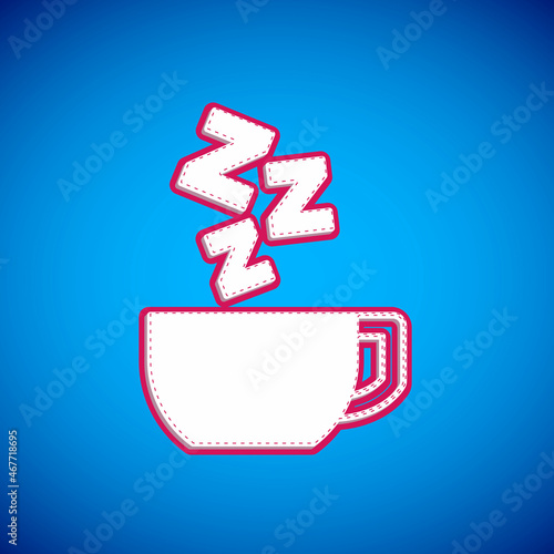 White Chamomile tea icon isolated on blue background. A useful therapeutic drink from flowers of chamomile medicinal. Vector