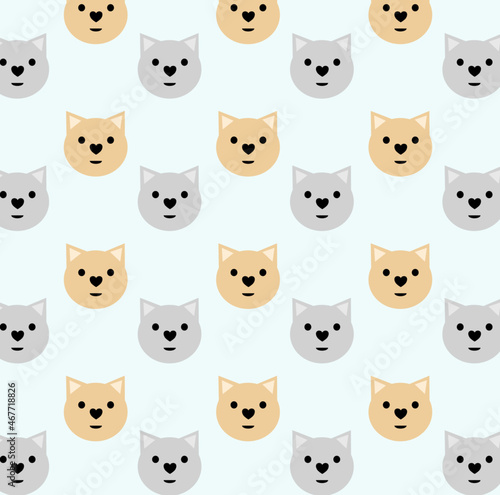 Seamless pattern with cats on a light background.