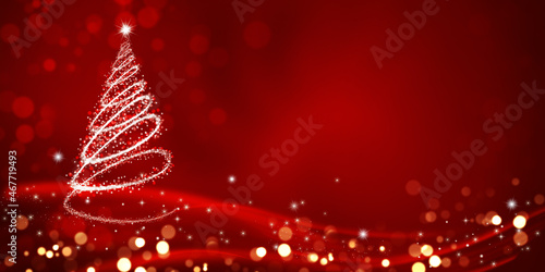 elegant red christmas background with christmas tree