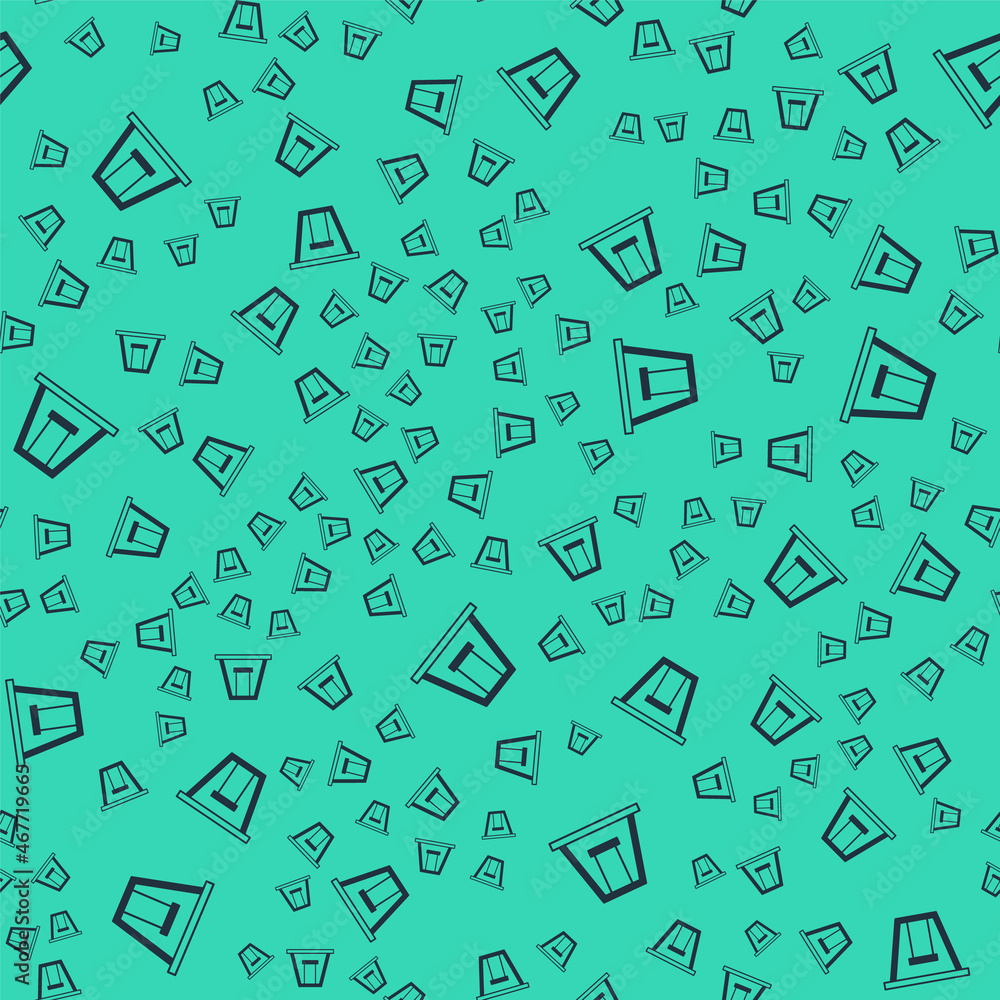 Black Swing for kids summer games on playground icon isolated seamless pattern on green background. Outdoor entertainment equipment. Vector Black Swing for kids summer games on playground icon isolated seamless pattern on green background. Outdoor entertainment equipment. Vector