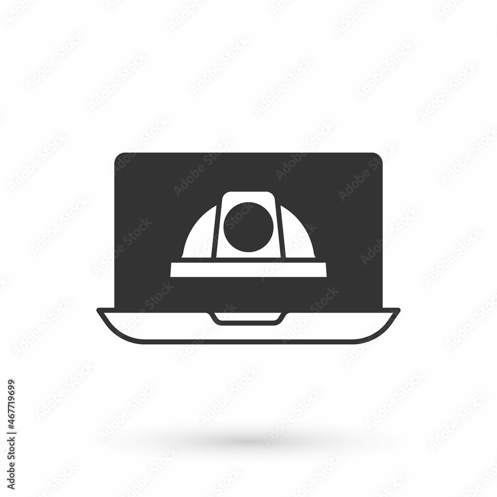 Fototapeta premium Grey Worker safety helmet icon isolated on white background. Vector