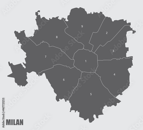 Milan administrative map