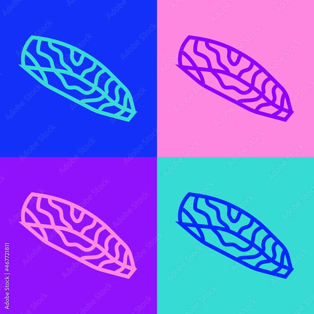 Pop art line Fish steak icon isolated on color background. Vector Pop art line Fish steak icon isolated on color background. Vector